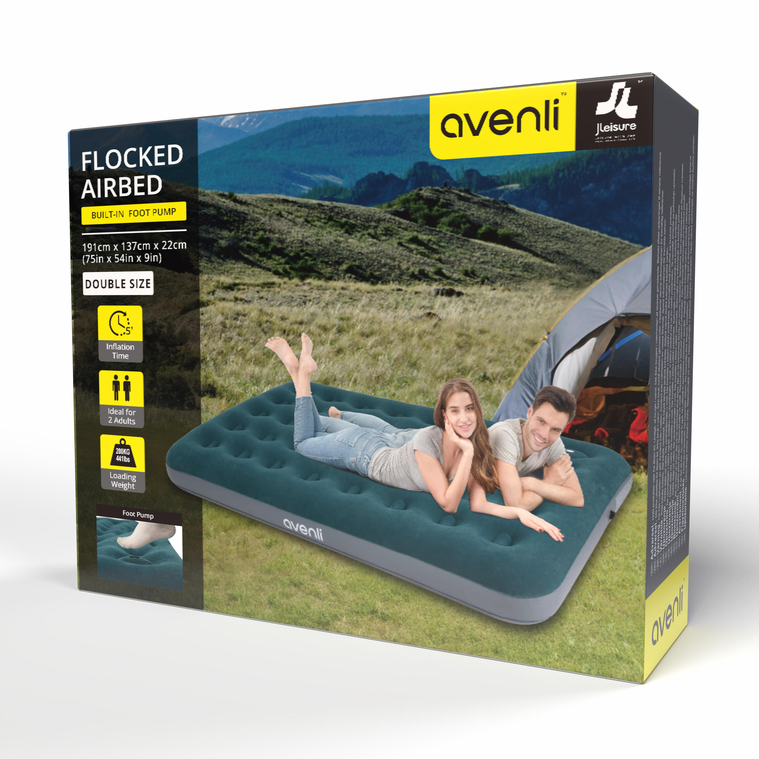 Luftmatratze Camping 2 Personen 191x137x22cm Luftbett mit Fußpumpe Camping 8/8