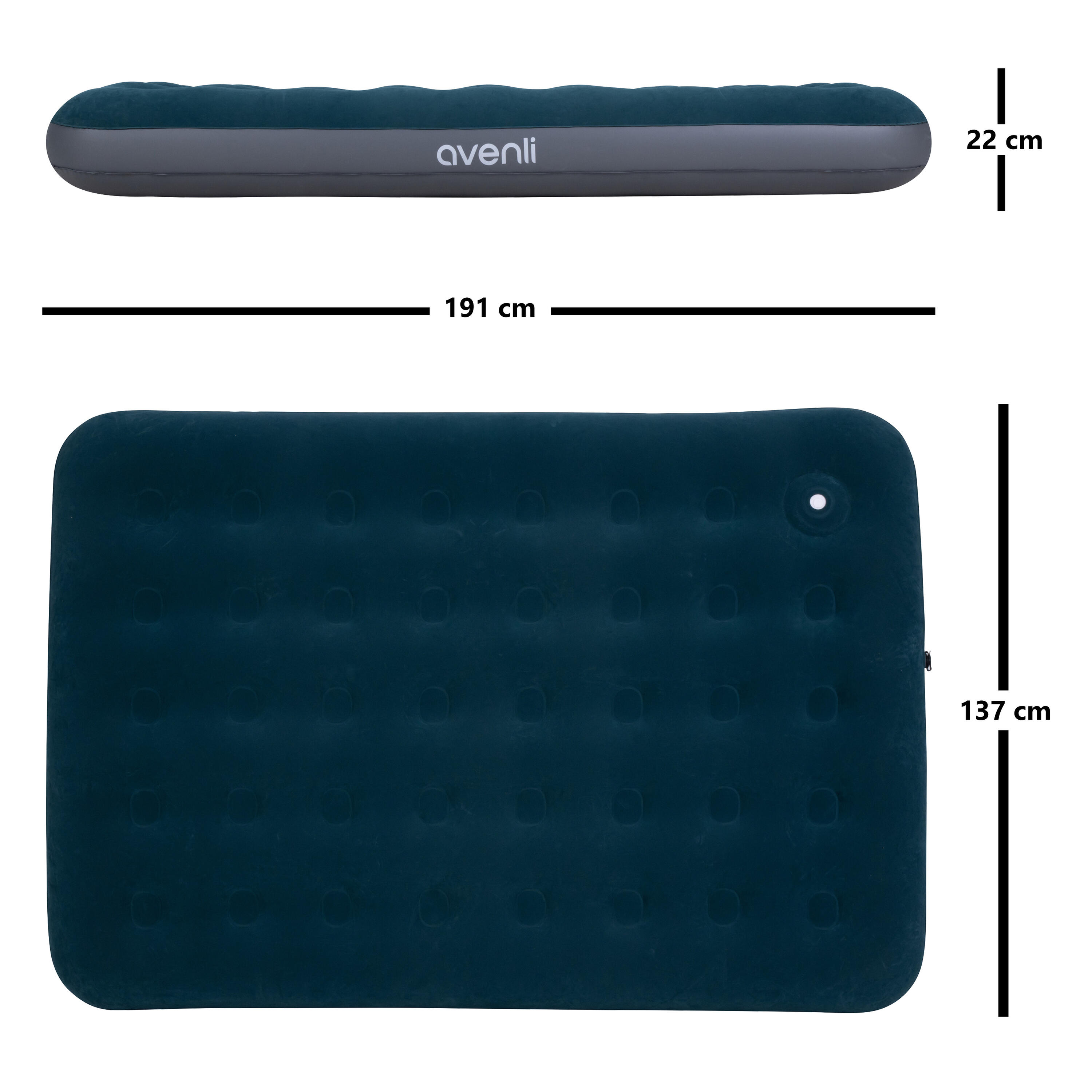 Luftmatratze Camping 2 Personen 191x137x22cm Luftbett mit Fußpumpe Camping 6/7