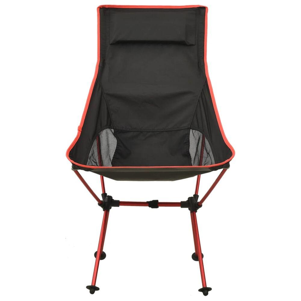 Silla de camping plegable PVC y aluminio negro 3/7