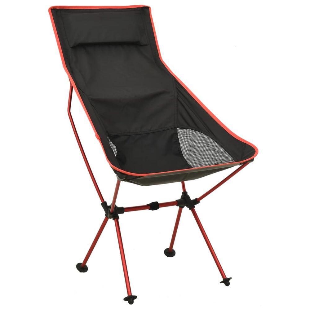 Silla de camping plegable PVC y aluminio negro 2/7