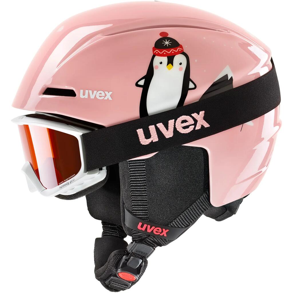 Uvex Viti Kids Ski Helmet and Goggle Set - Pink Penguin