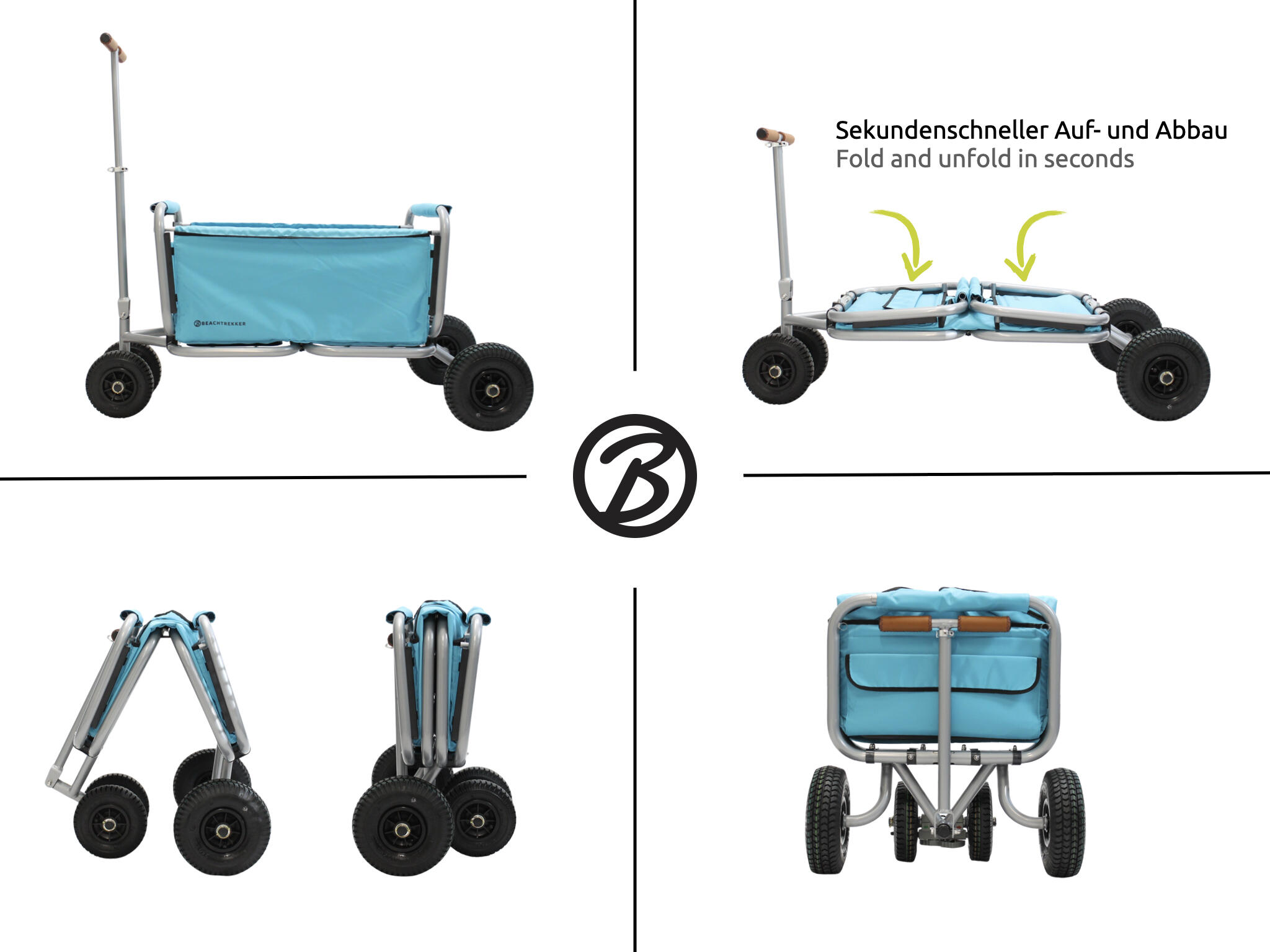 Beachtrekker LiFe faltbarer Bollerwagen + Feststellbremse PU-Reifen (Himmelblau) 5/7