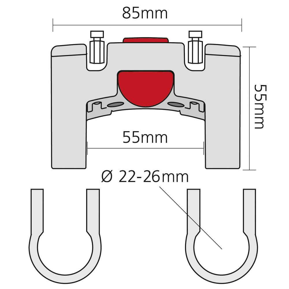 KLICKfix Lenkeradapter 2226 mm, glasfaserverstärkt, für Taschen, Körbe, Kart... 3/3