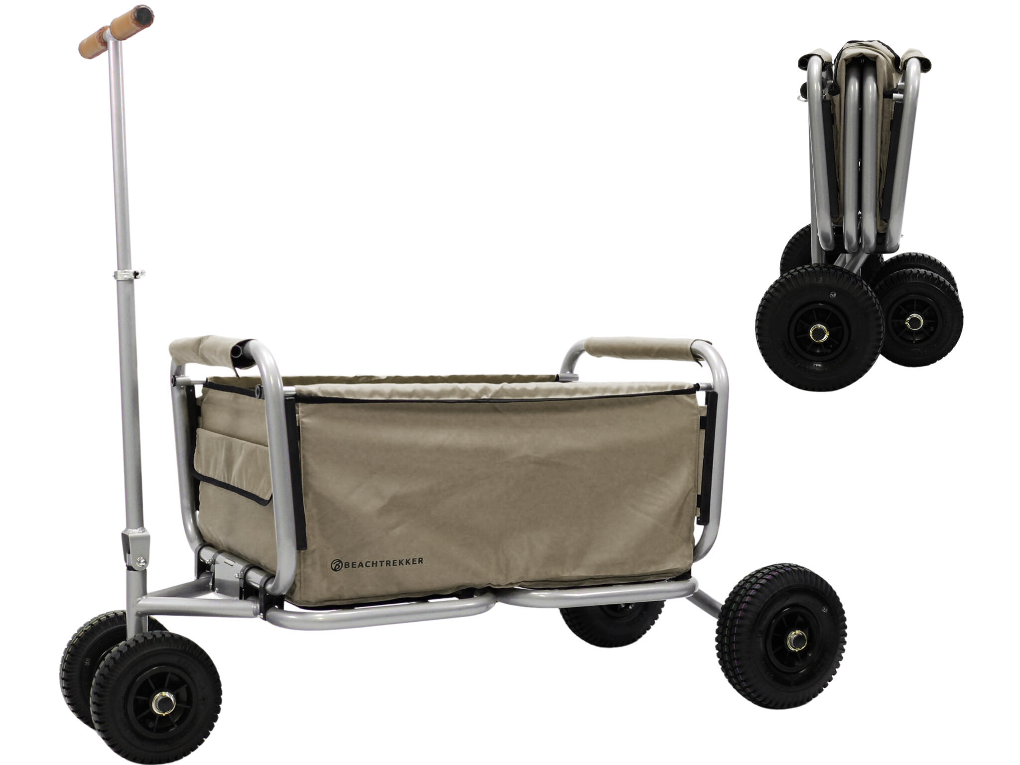 Beachtrekker LiFe faltbarer Bollerwagen + Feststellbremse PU-Reifen (Beige) 1/7