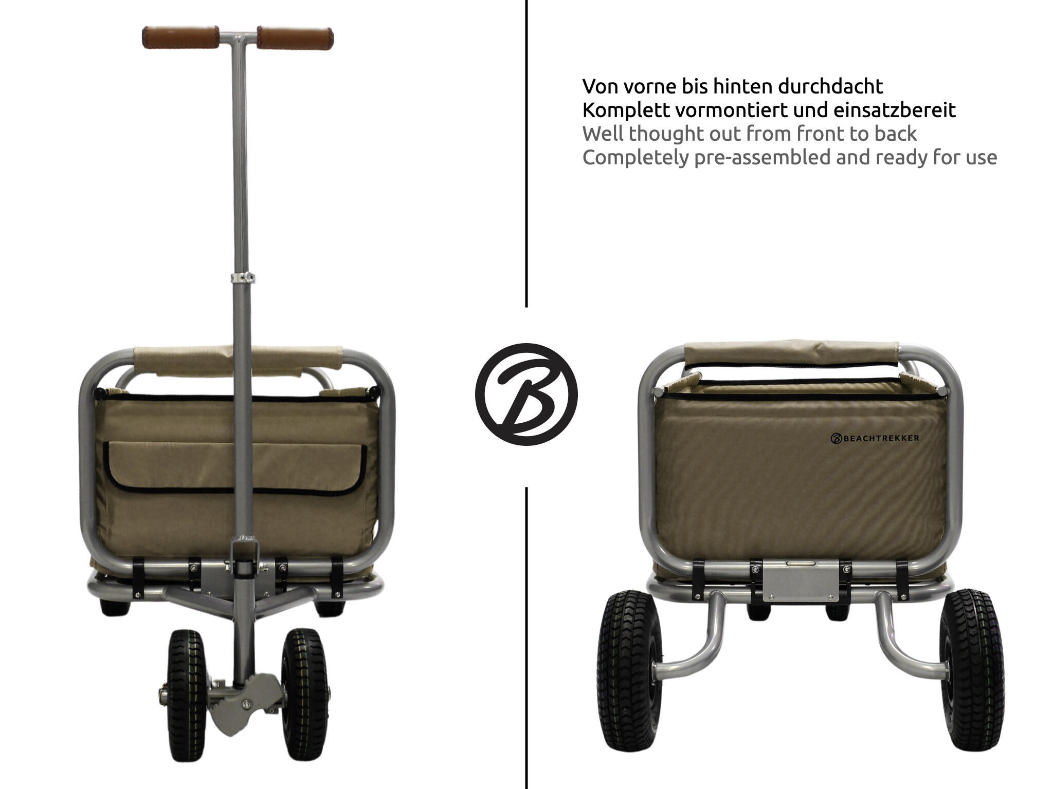 Beachtrekker LiFe faltbarer Bollerwagen + Feststellbremse PU-Reifen (Beige) 7/7