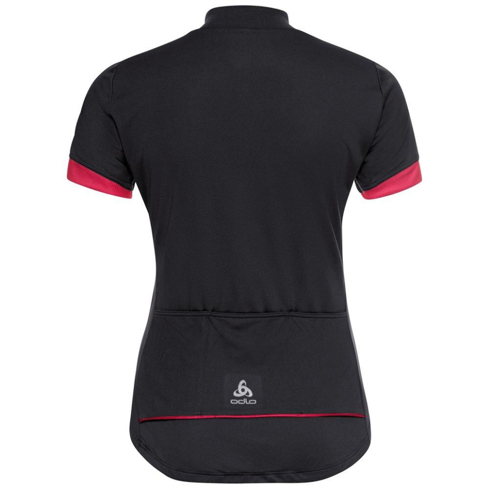 Odlo Women´s T-shirt 1/2 zip ESSENTIAL black paradise pink Größe S 2/2