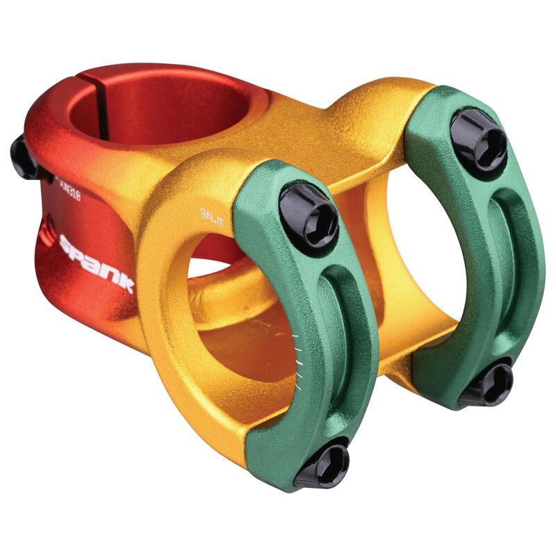 Potence Spoon 318 - Rasta - 43 mm      7690€ 7999€ -3%    * La vente débute le 10/02/2025    SPANK Potence Spoon 318 - Rasta - 43 mmVendu exclusivement en ligne   