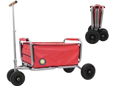 Beachtrekker LiFe faltbarer Bollerwagen + Feststellbremse mit Luftreifen (Rot)