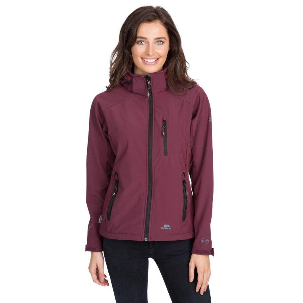 Veste softshell Trespass BELA II femme bordeaux déperlante 94% polyester 6/7