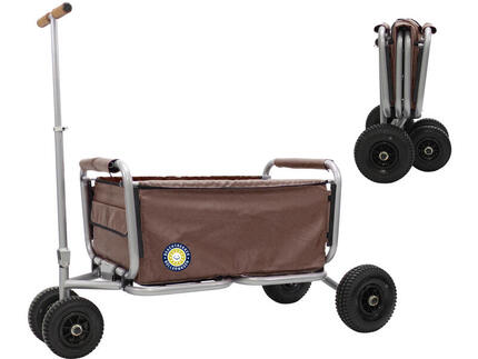 Beachtrekker LiFe faltbarer Bollerwagen + Feststellbremse mit Luftreifen (Braun)
