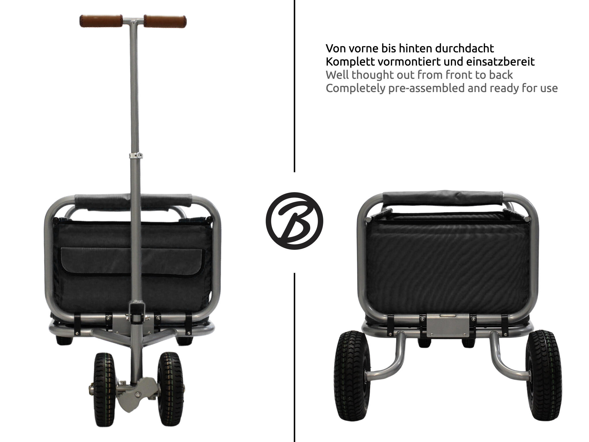 Beachtrekker LiFe faltbarer Bollerwagen + Feststellbremsemit PU-Reifen (Schwarz) 7/7