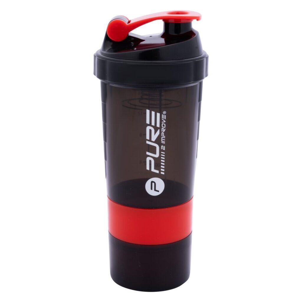 Pure2improve Fitness Shaker (schwarz rot, 500ml) 2/7