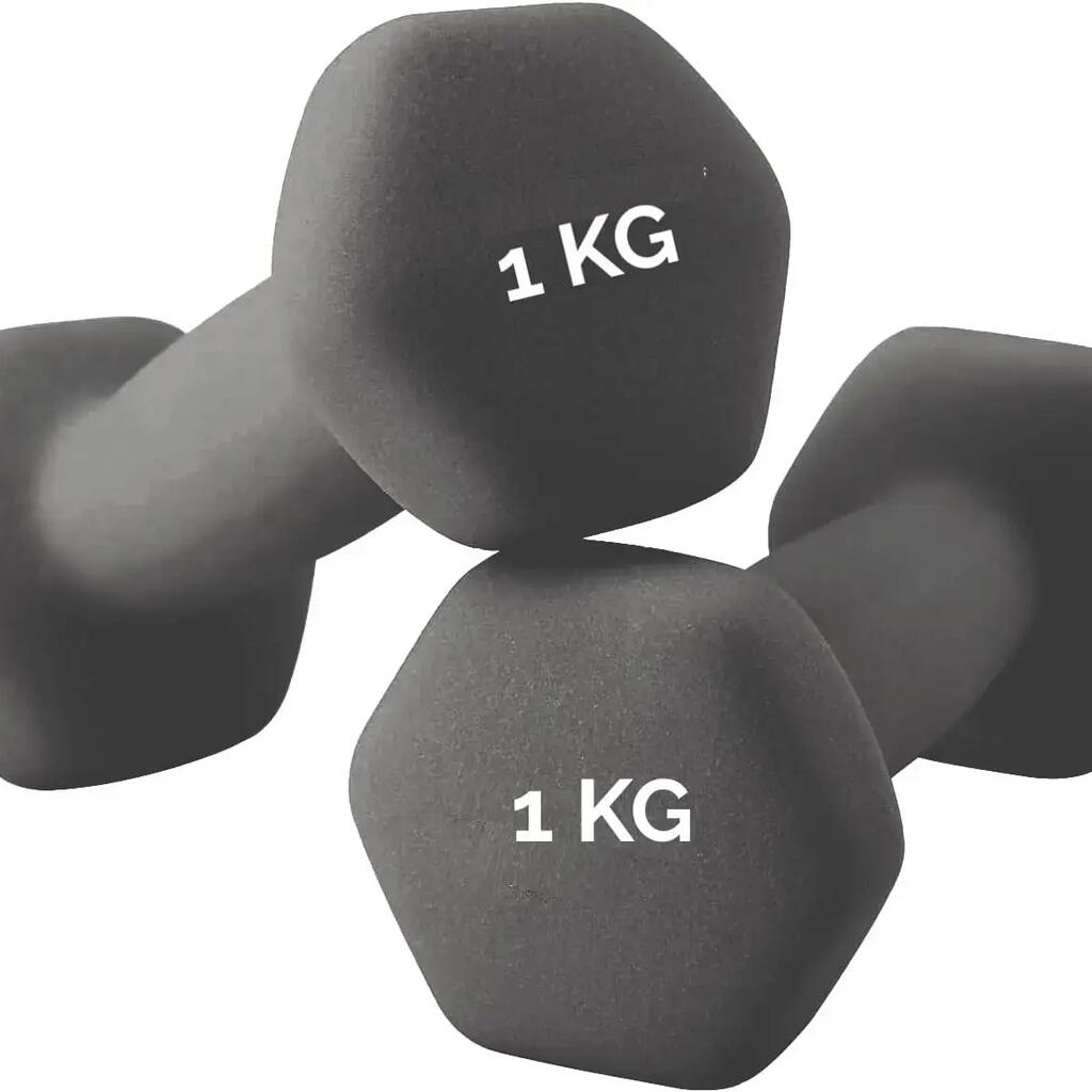 Pair of 1 kg Neoprene Hexagonal Dumbbells FF