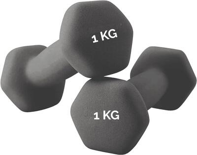 Paar neopreen zeshoekige dumbbells van 1 kg ff