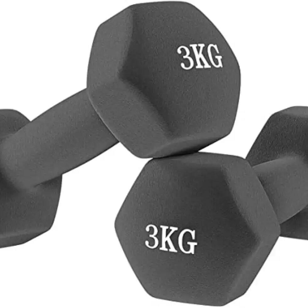 Pair of 3 kg Neoprene Hexagonal Dumbbells FF