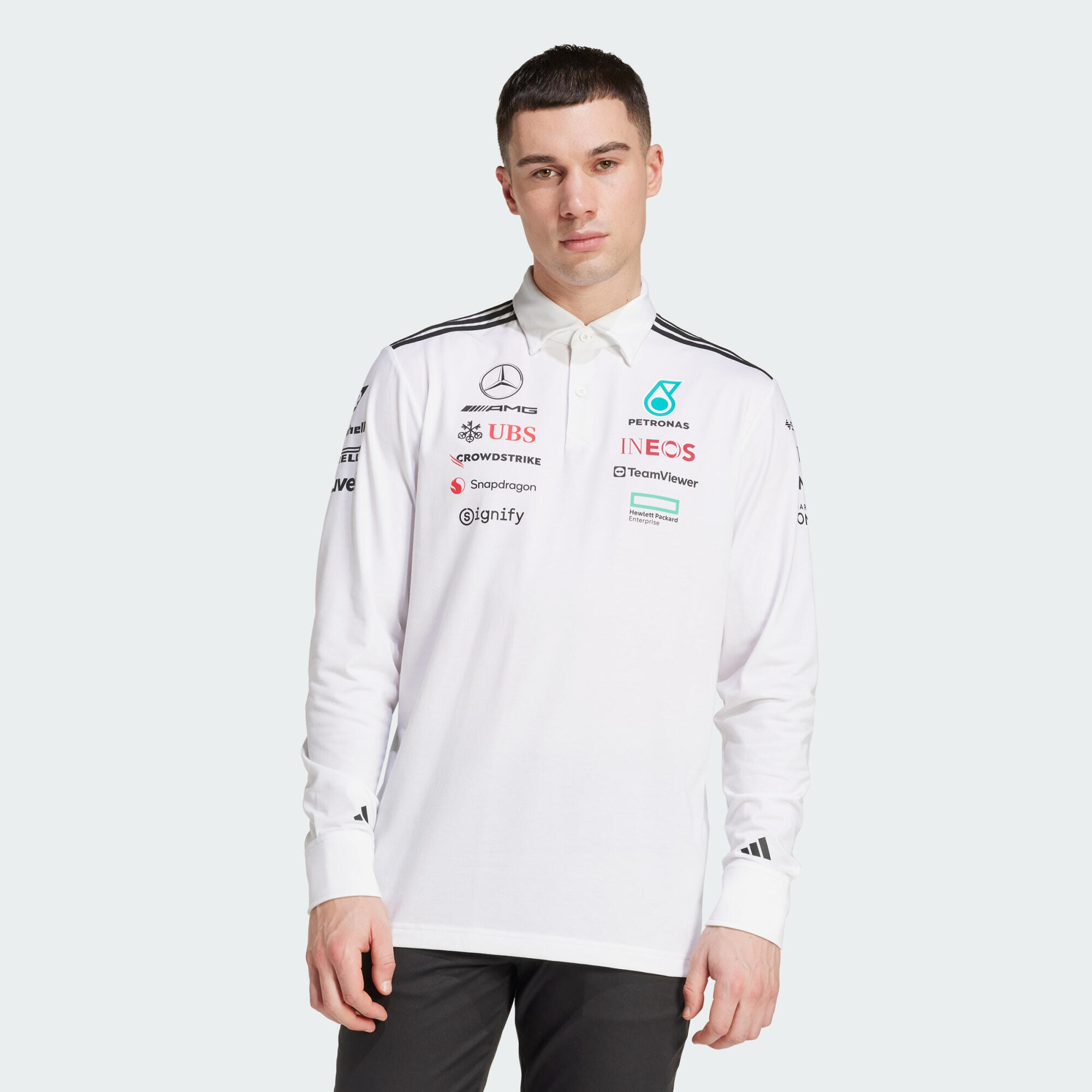 Adidas - Polo Manches Longues Mercedes - Amg Petronas Formula One Team - Polo Manches Longues - Blanc|noir - 52 2xl - Decathlon