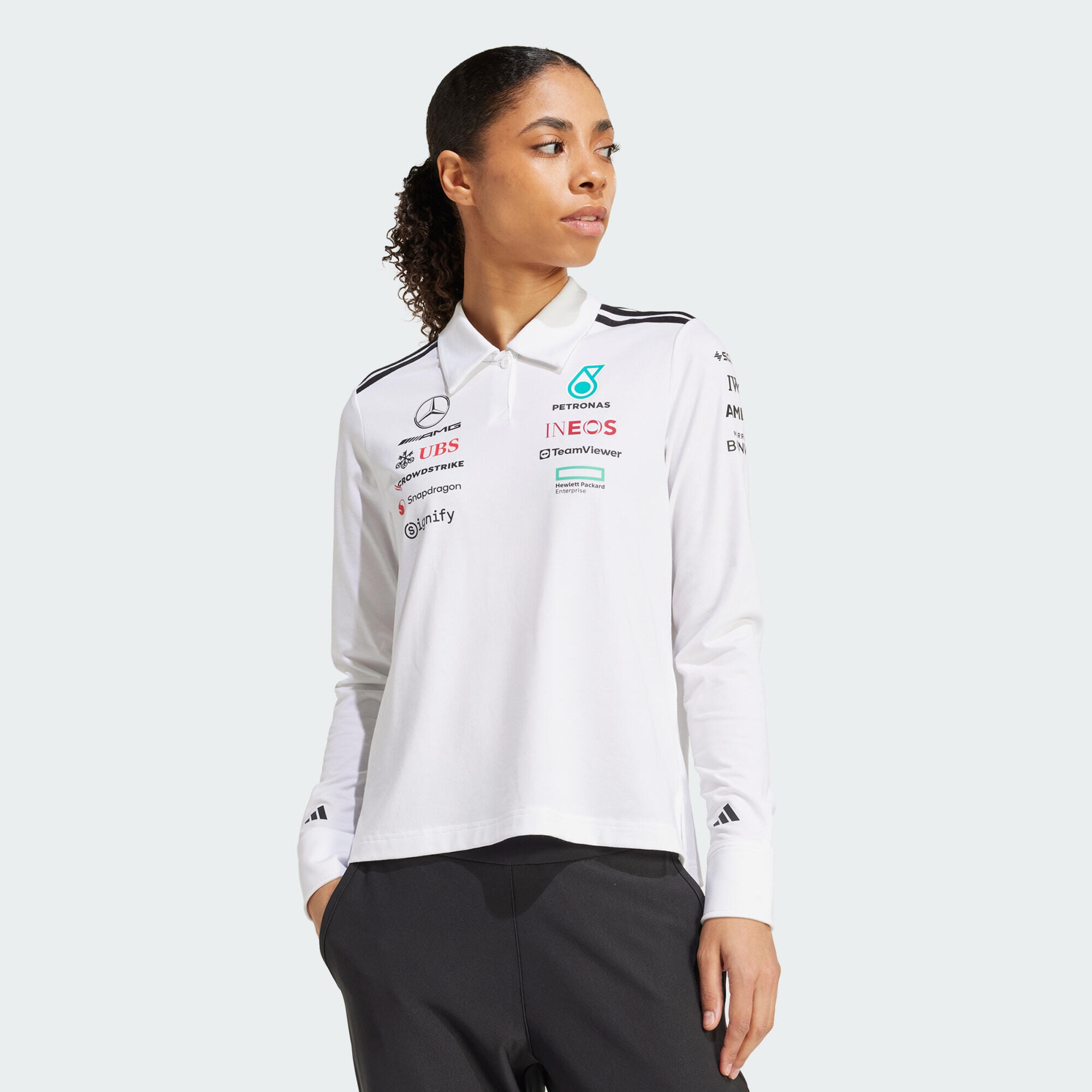 Adidas - Polo Manches Longues Mercedes - Amg Petronas Formula One Team - Polo Manches Longues - Blanc|noir - S - Decathlon