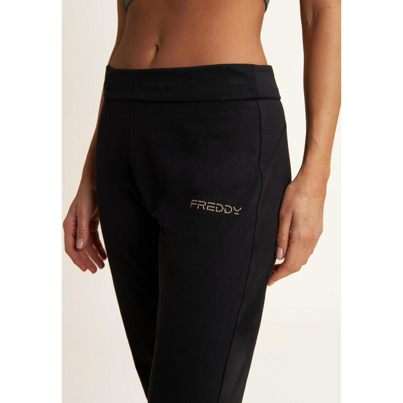 Pantalon en jersey avec bas côtelé et empiècement en forme de cœur