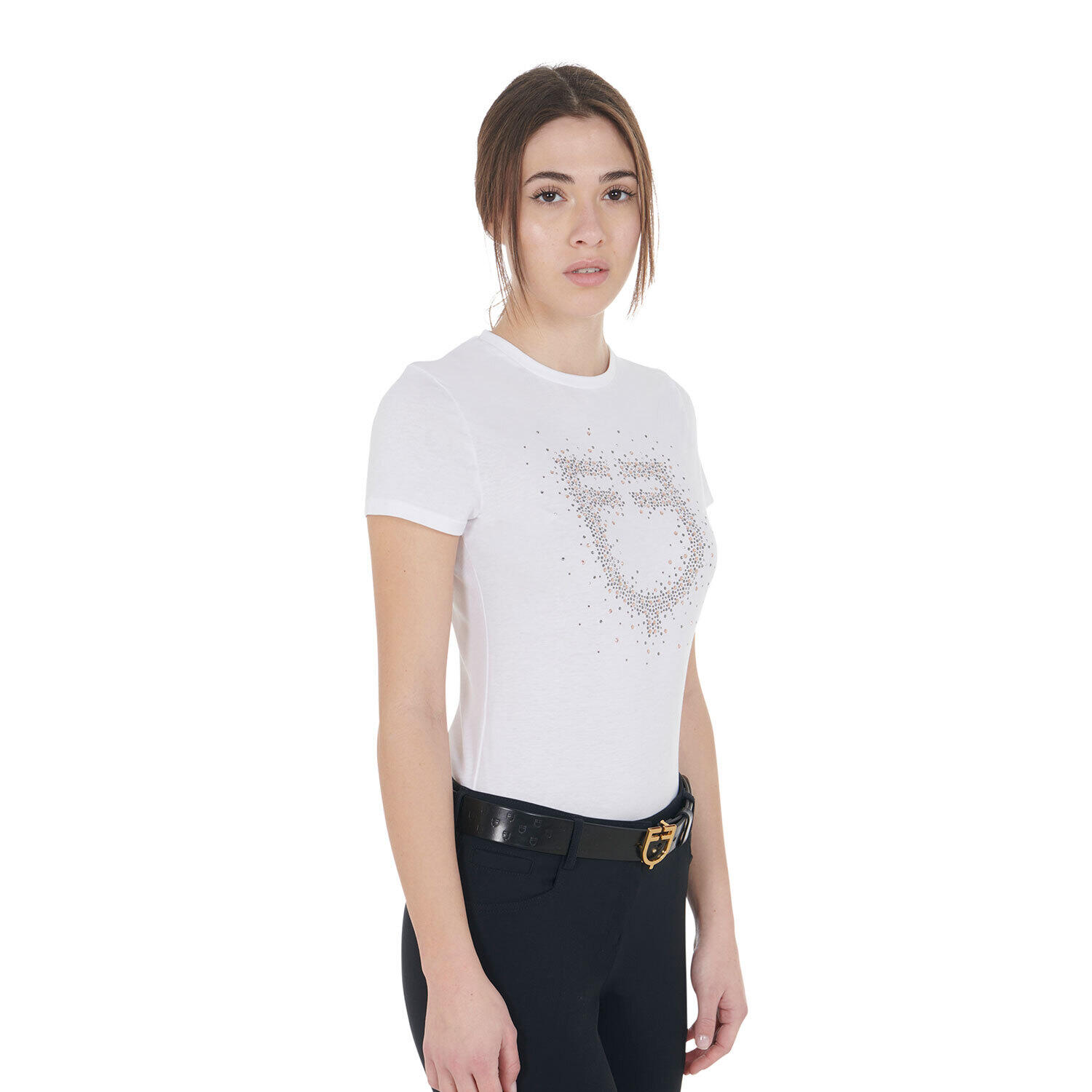 Tee-shirt slim fit strass rosegold - EQUESTRO 2/6