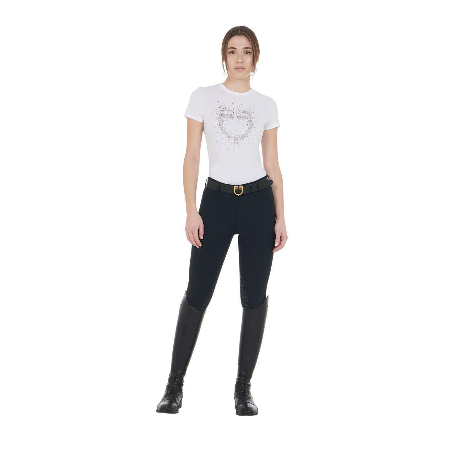 Tee-shirt slim fit strass rosegold - EQUESTRO 4/6