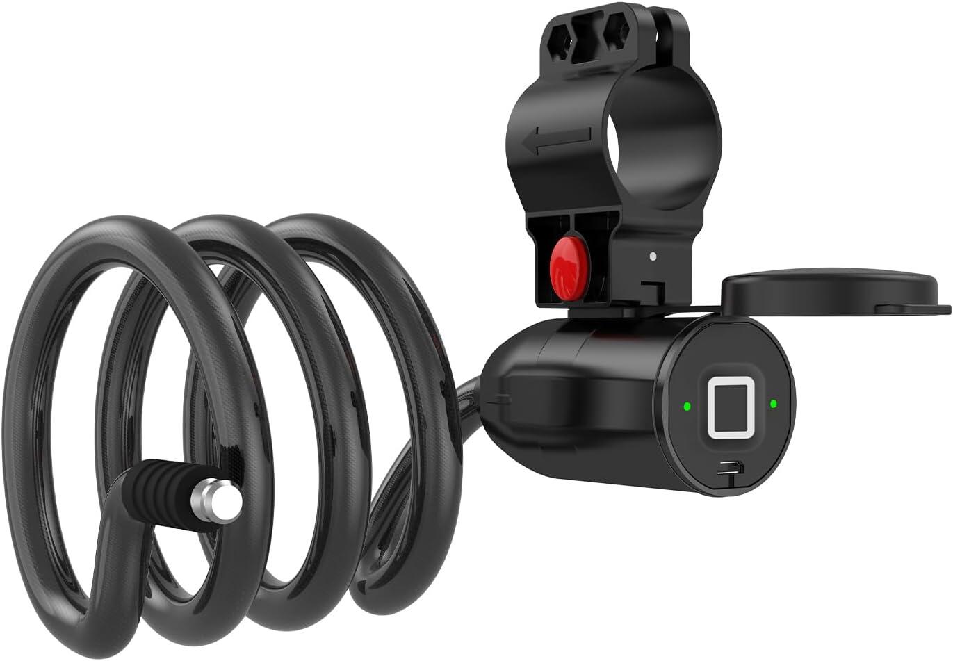 Cablu antifurt biometric pentru bicicletă, motocicletă, scuter, lungime 150 cm,