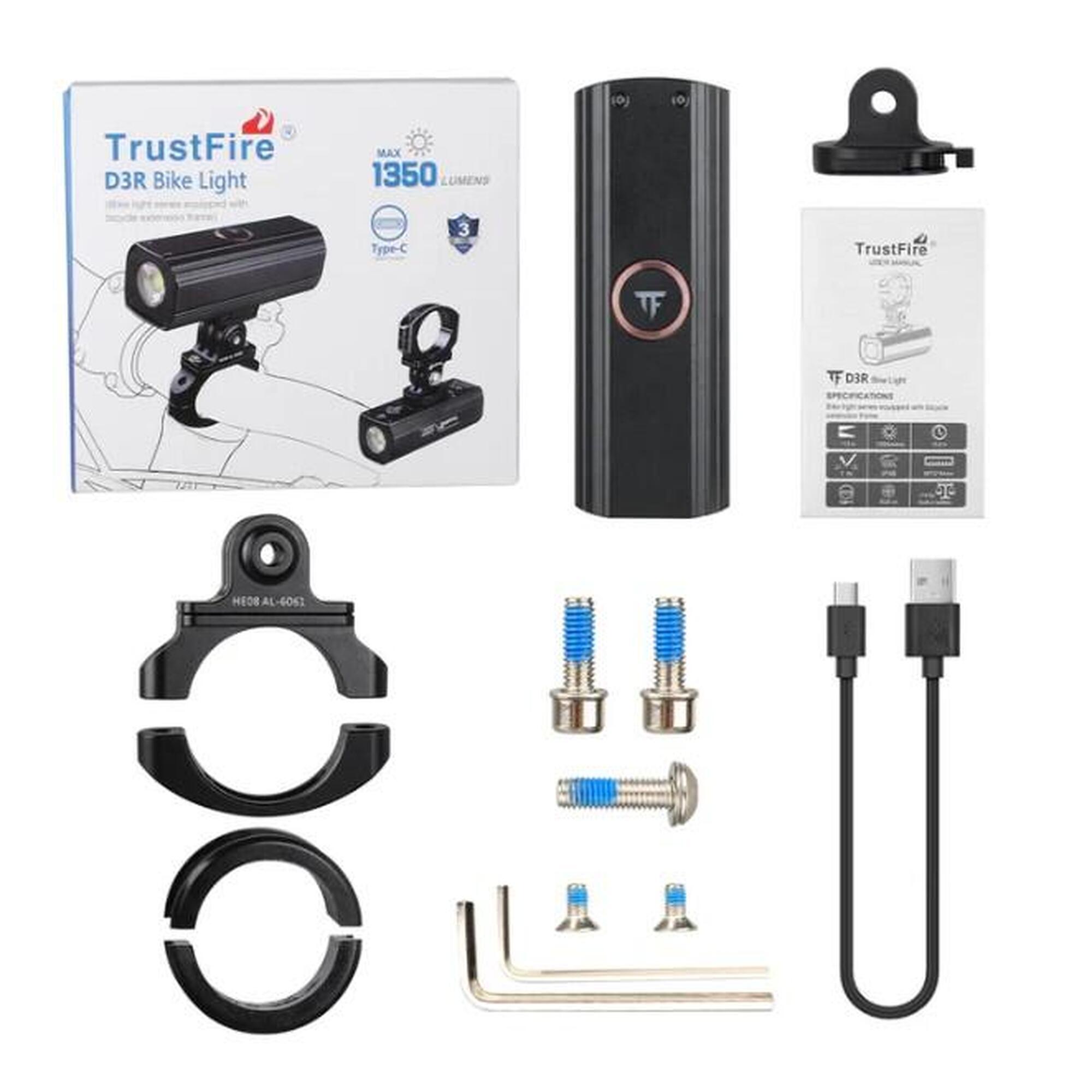 Lanterna Trustfire D3R pentru  bicicletă 1350 LM, 3 moduri iluminare, USB C
