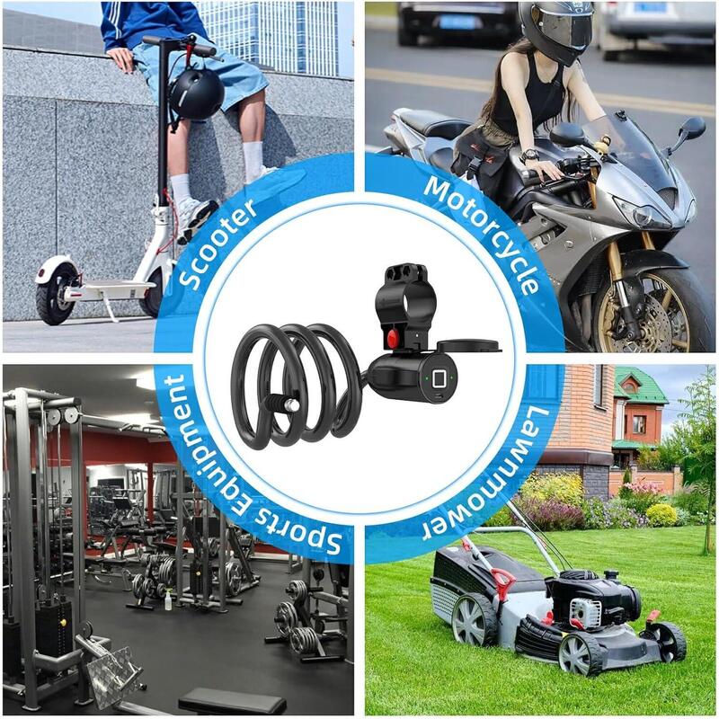 Cablu antifurt biometric pentru bicicletă, motocicletă, scuter, lungime 150 cm,