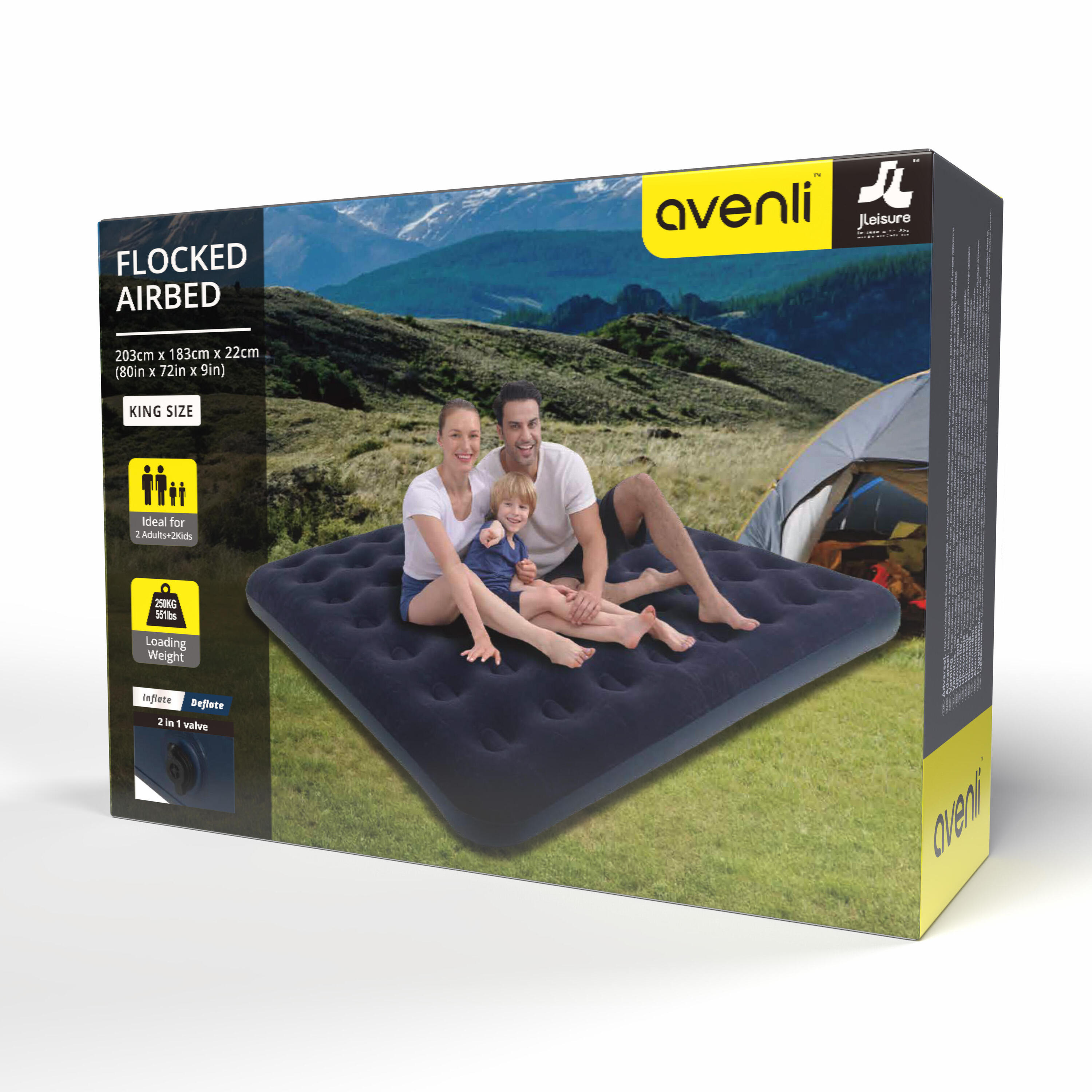 Avenli aufblasbares Luftbett / Campingmatratze Blau 203 x 183 x 22 cm 7/7
