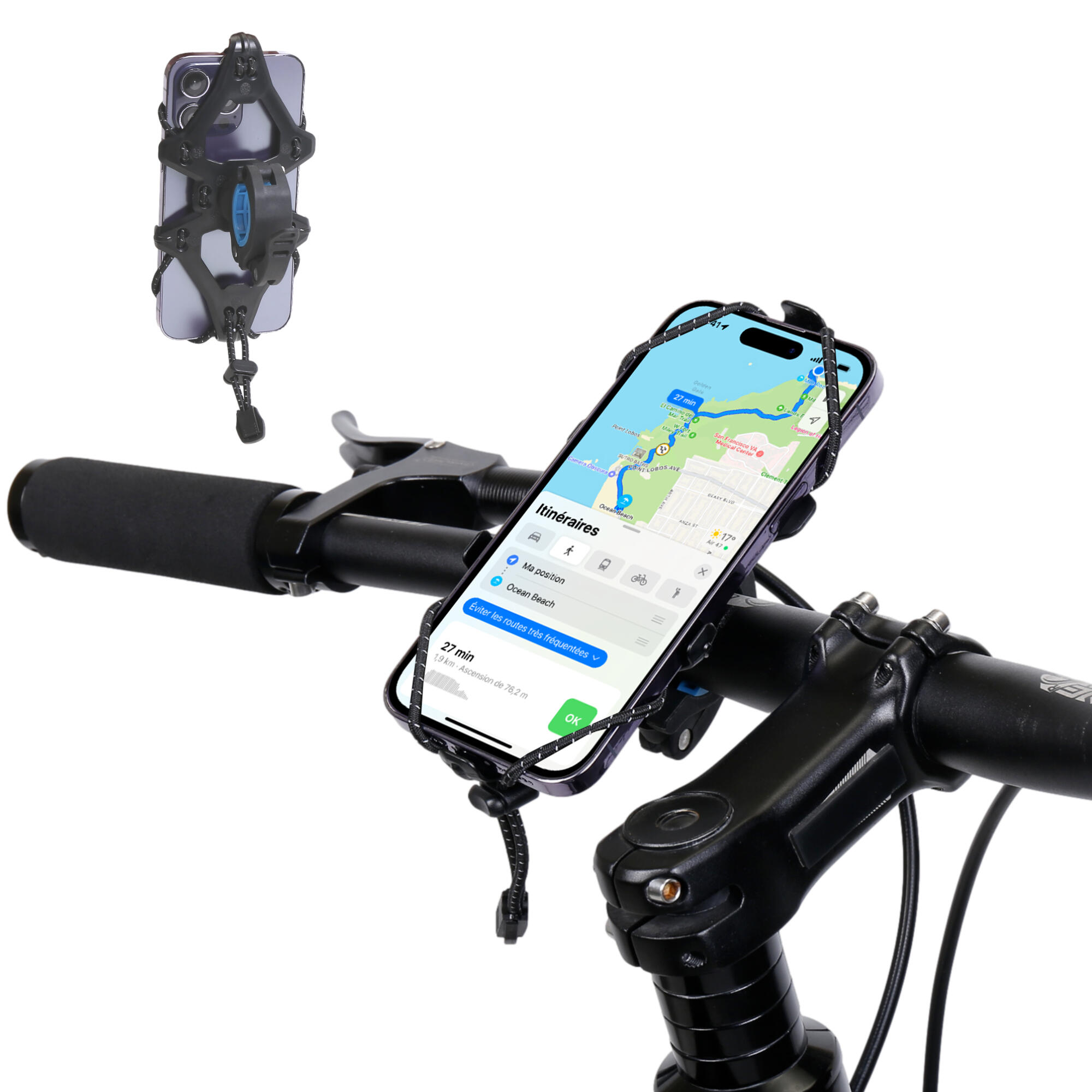 GADISTA Fahrrad-Handyhalter bis zu 7 Zoll, Innovative Befestigung, 360°-Rotation