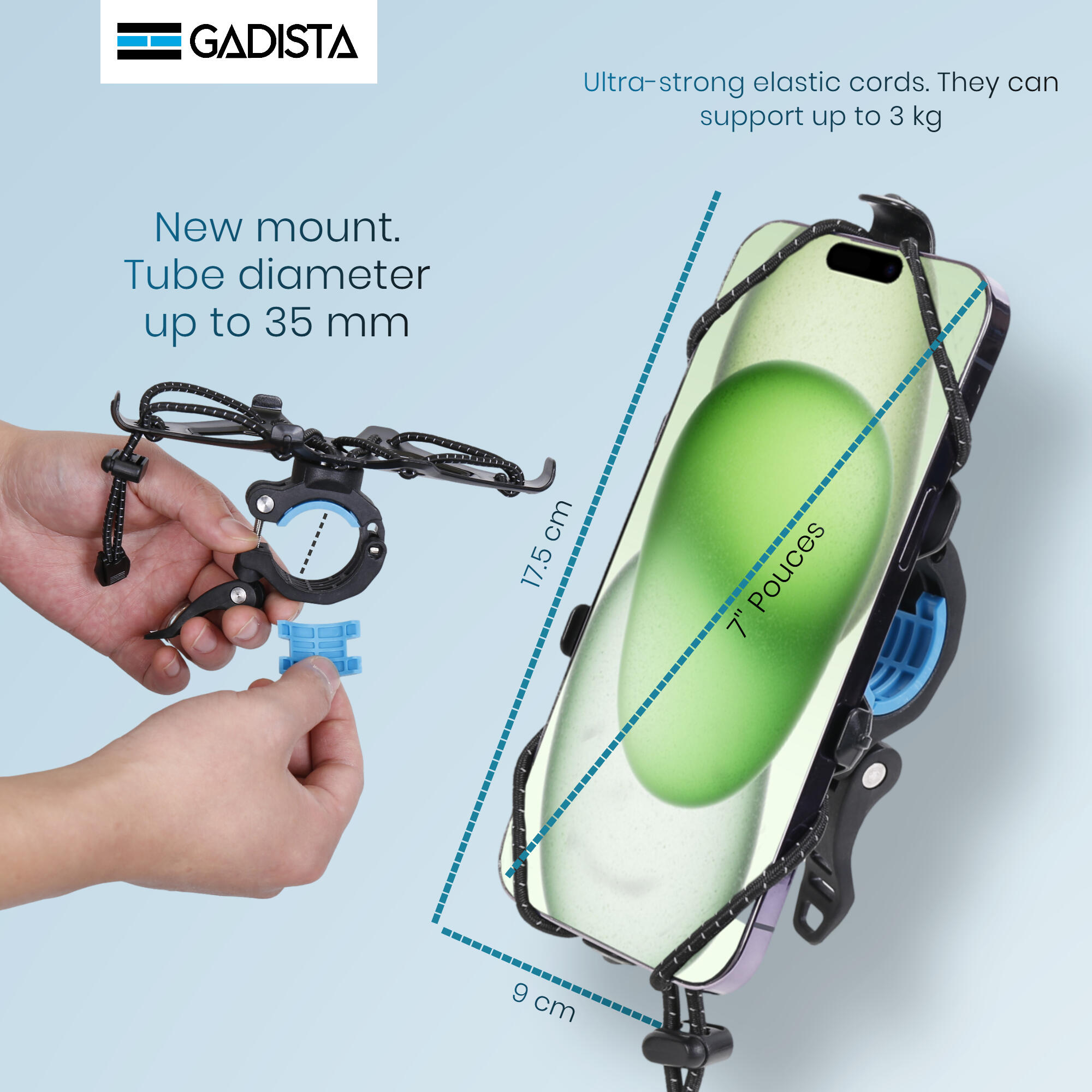 Baceyong Supporto Universale Per Telefono Da Bici – Girevole 360°, Rimovibile, Per Manubri Da 18-35 Mm - 3