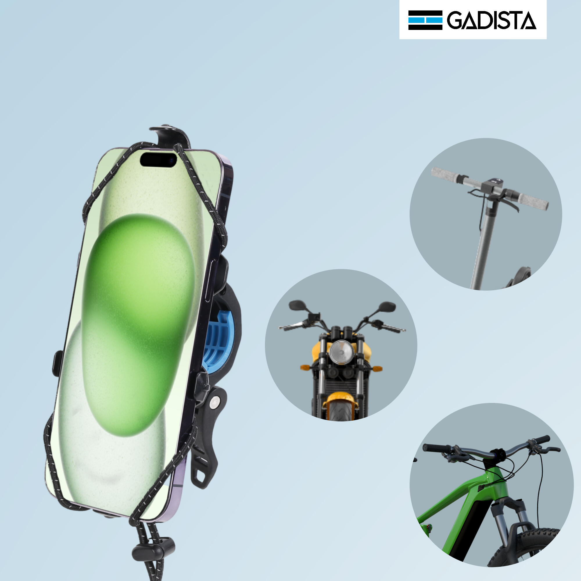 Supporto Telefono Bici fino a 7 pollici, Fissaggio innovativo, Rotazione 360° 2/6