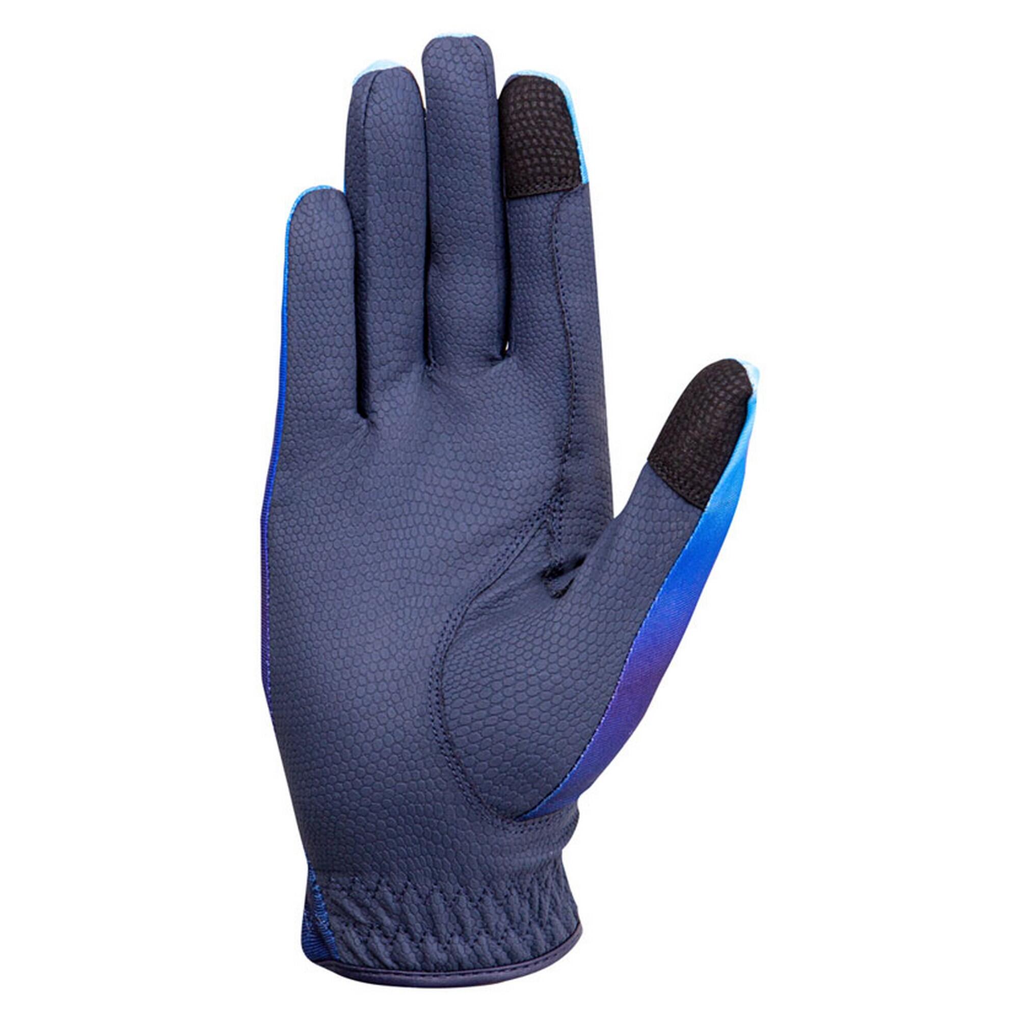 Ombre Reithandschuhe Damen und Herren Marineblau/Blaugrün 2/2