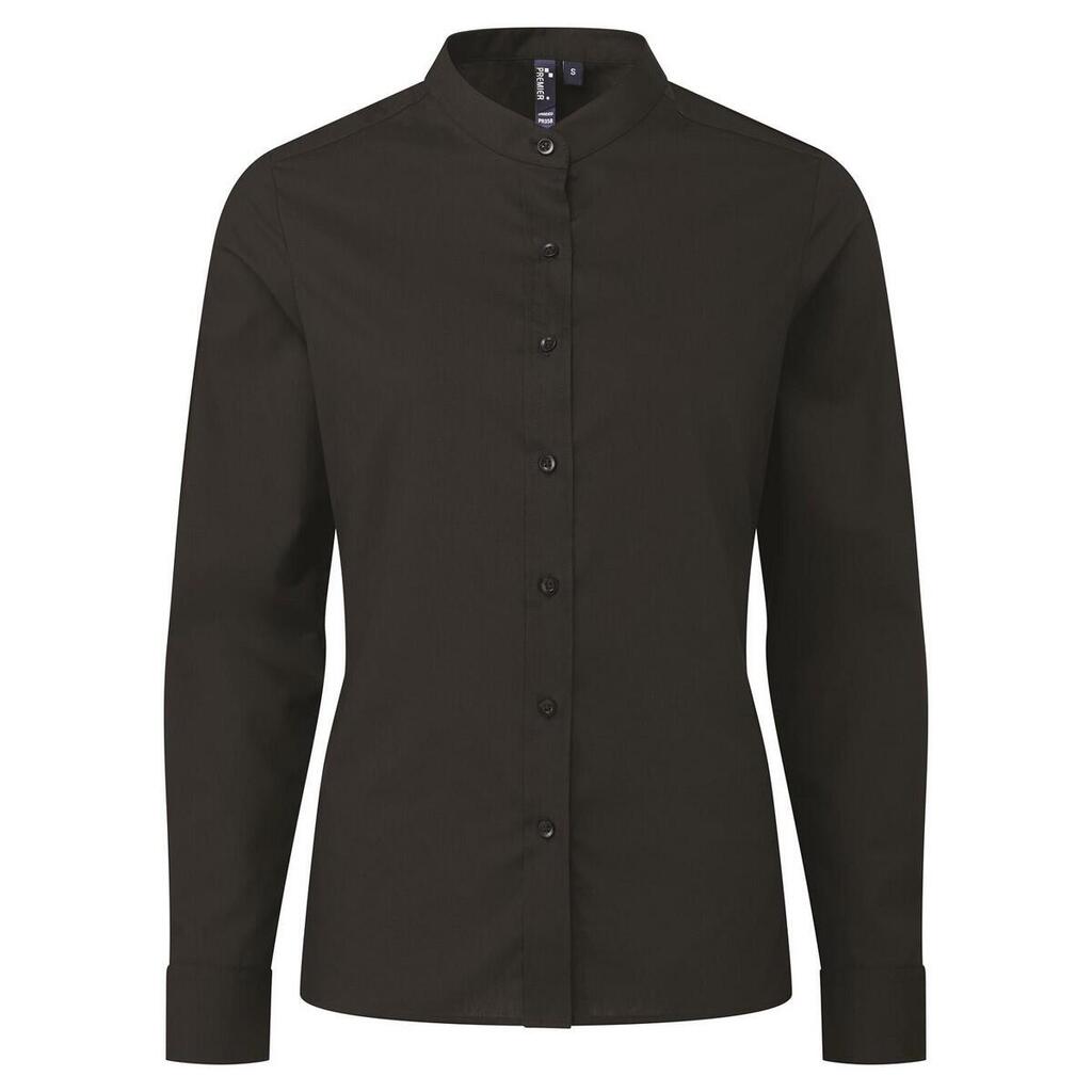 Womens/Ladies Grandad Shirt (Black)