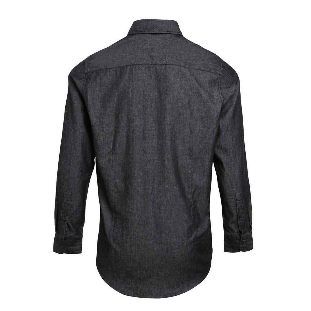 Mens Denim Contrast Stitching Shirt (Black Denim) 2/3