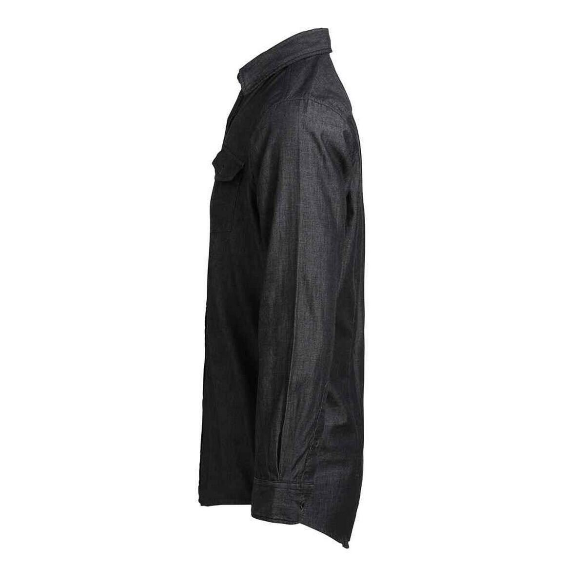 Mens Denim Contrast Stitching Shirt (Black Denim) 3/3