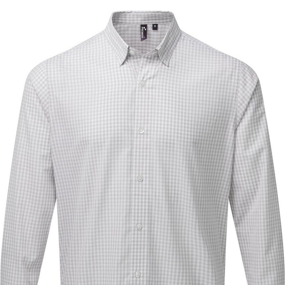 Camicia A Quadri Manica Lunga Uomo Premier Maxton Argento Bianco 2/3