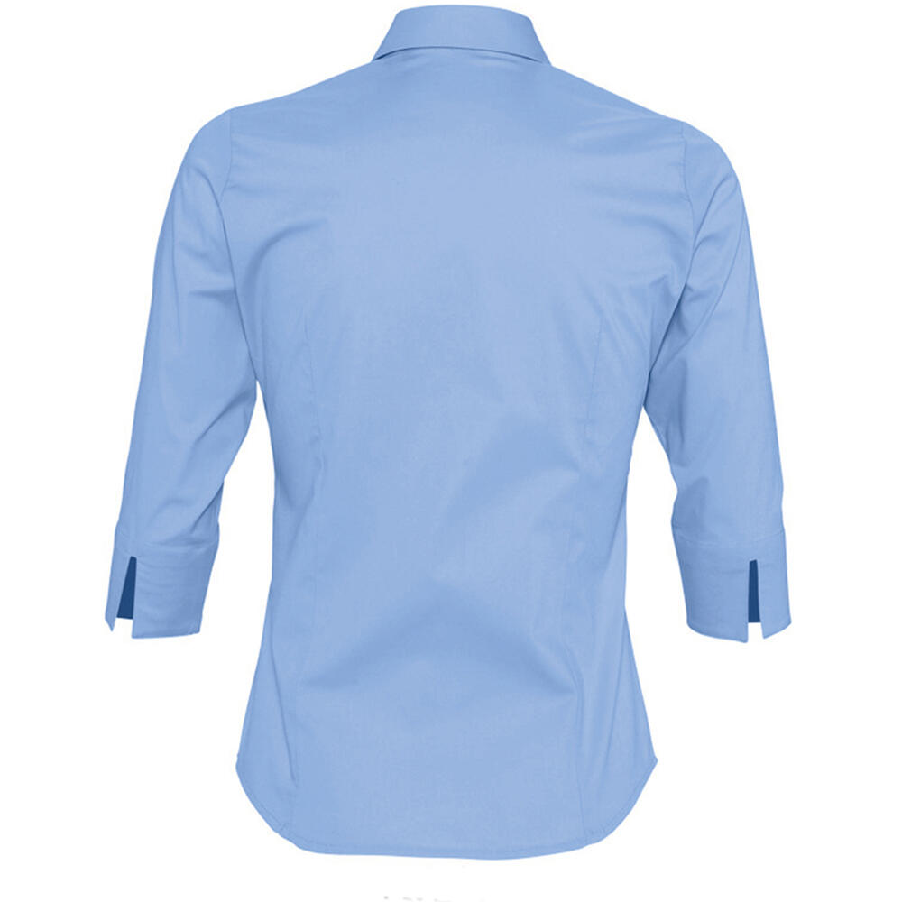 Womens/Ladies Effect 3/4 Sleeve Fitted Work Shirt (Bright Sky) 2/5
