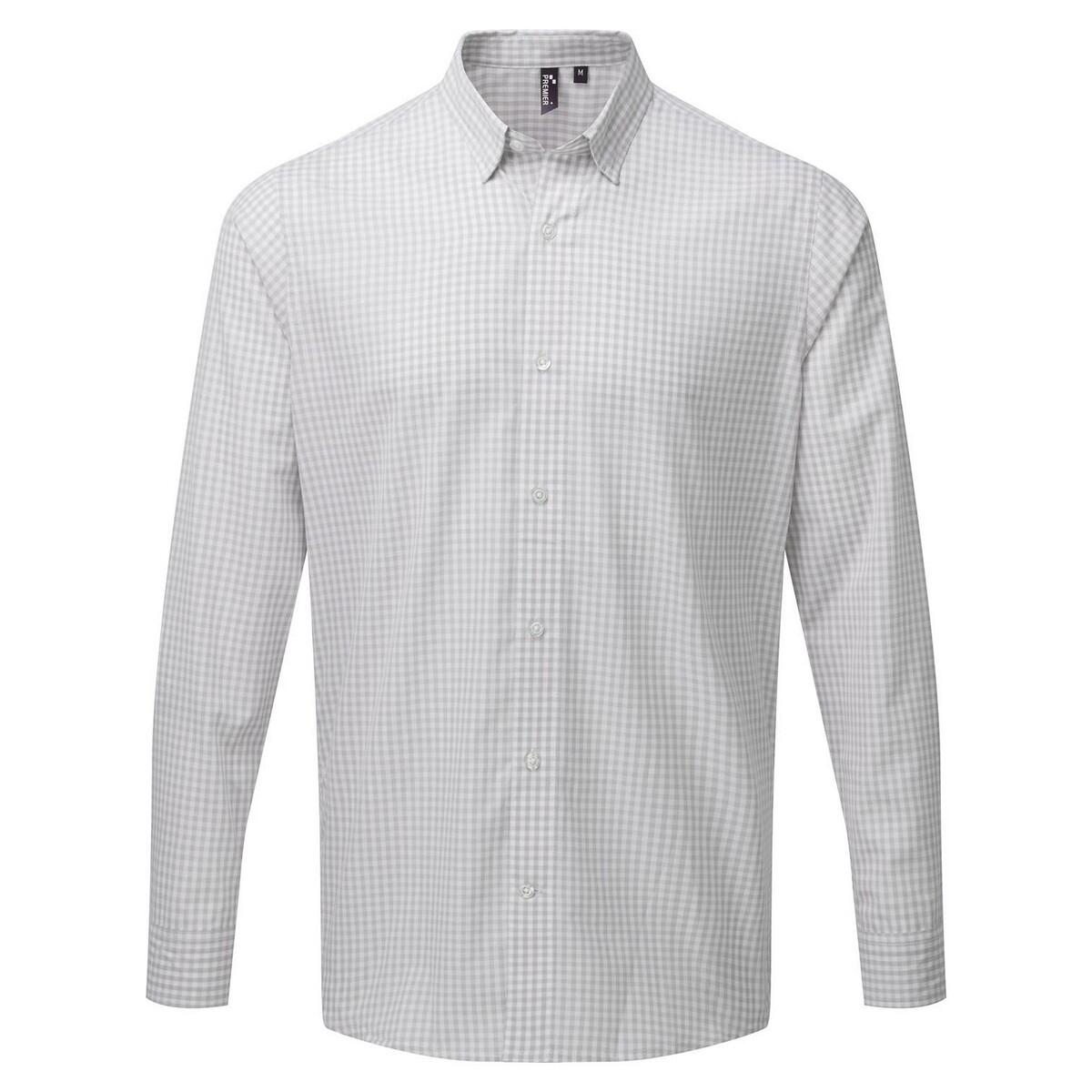PREMIER Camicia A Quadri Manica Lunga Uomo Premier Maxton Argento Bianco