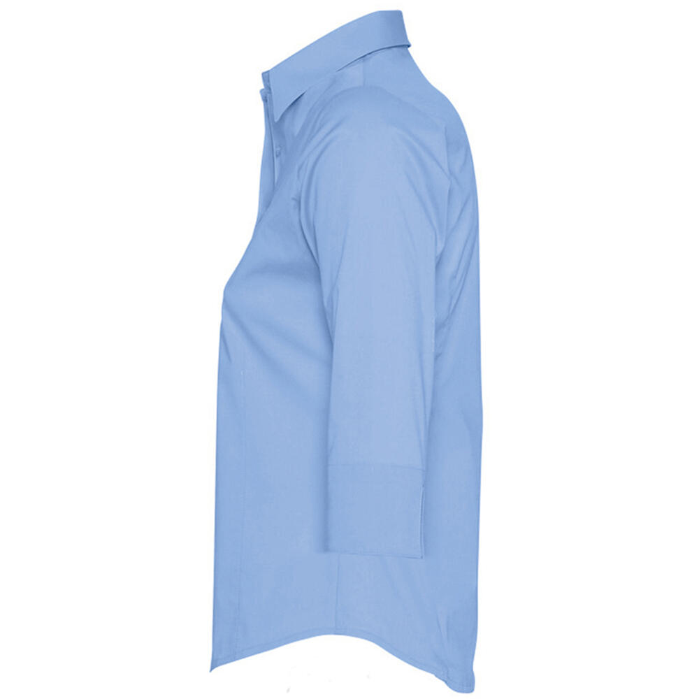 Womens/Ladies Effect 3/4 Sleeve Fitted Work Shirt (Bright Sky) 3/5