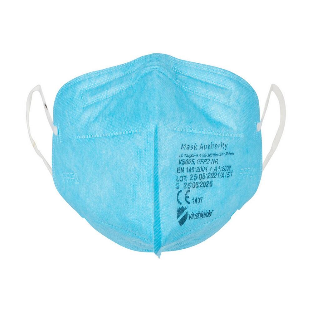 VIRSHIELDS Máscara facial FFP2 de 5 camadas (embalagem de 10) Azul
