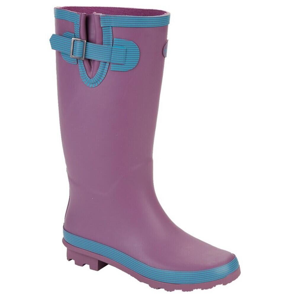 STORMWELLS Womens/Ladies Rubber Wide Leg Wellington Boots (Lilac/Turquoise)