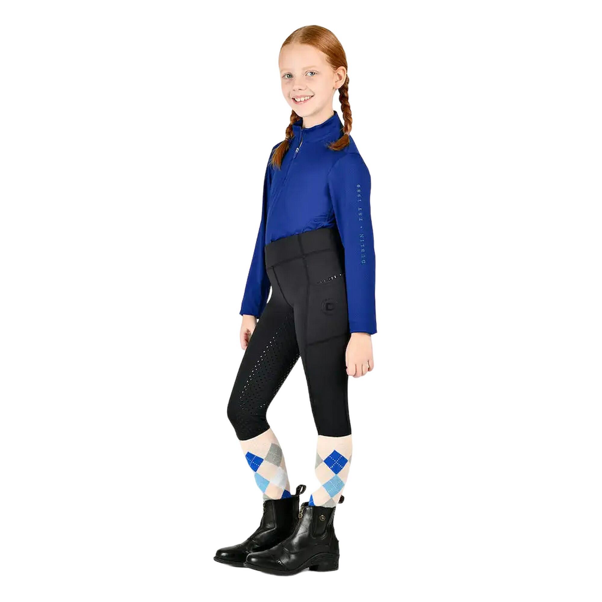 Childrens/Kids Everyday Horse Riding Tights (Black) 1/4