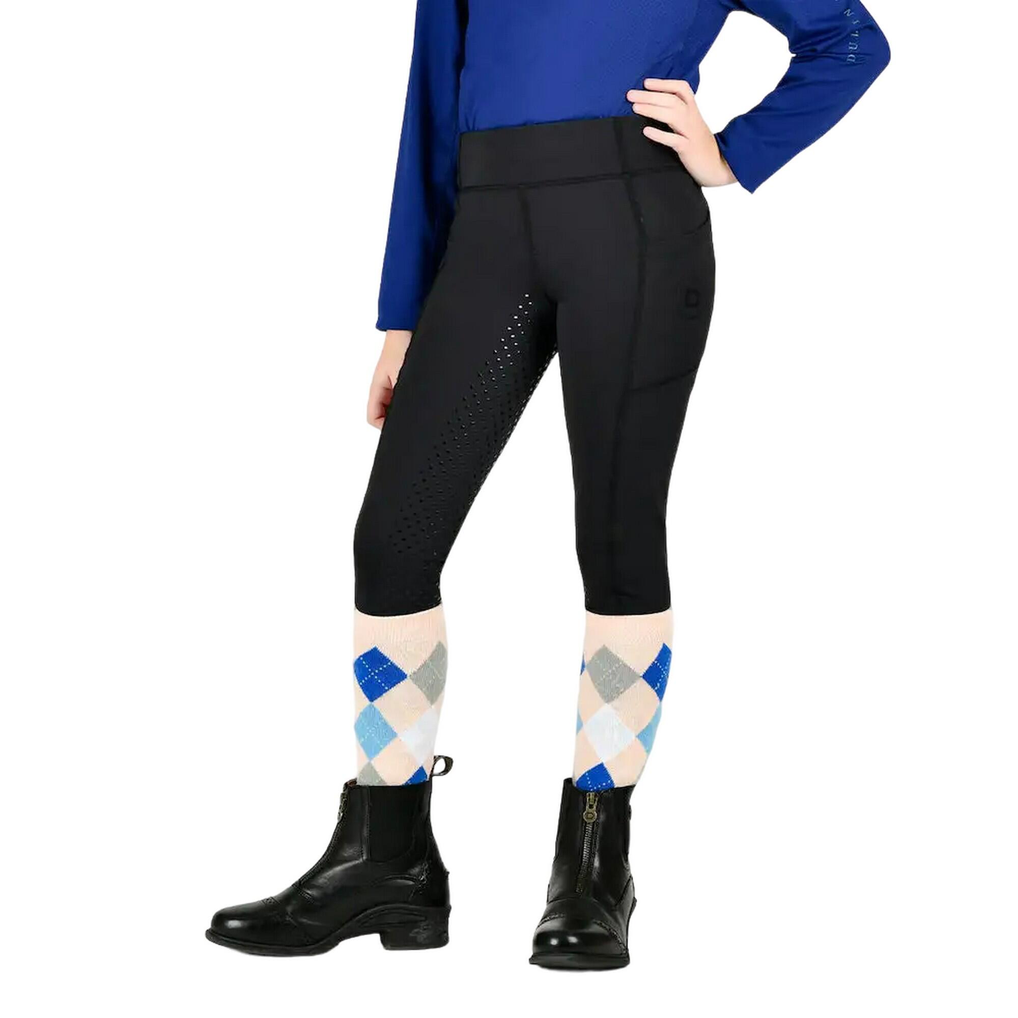 Childrens/Kids Everyday Horse Riding Tights (Black) 4/4