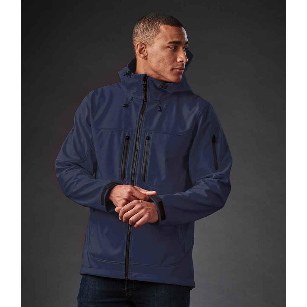 Mens Epsilon 2 Hooded Soft Shell Jacket (Navy/Graphite Grey) 3/3