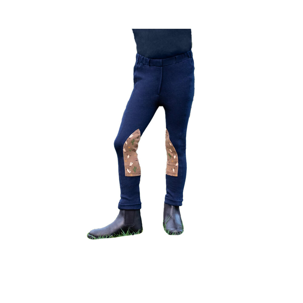 HY Childrens/Kids Cowboy Jodhpurs (Navy/Beige)