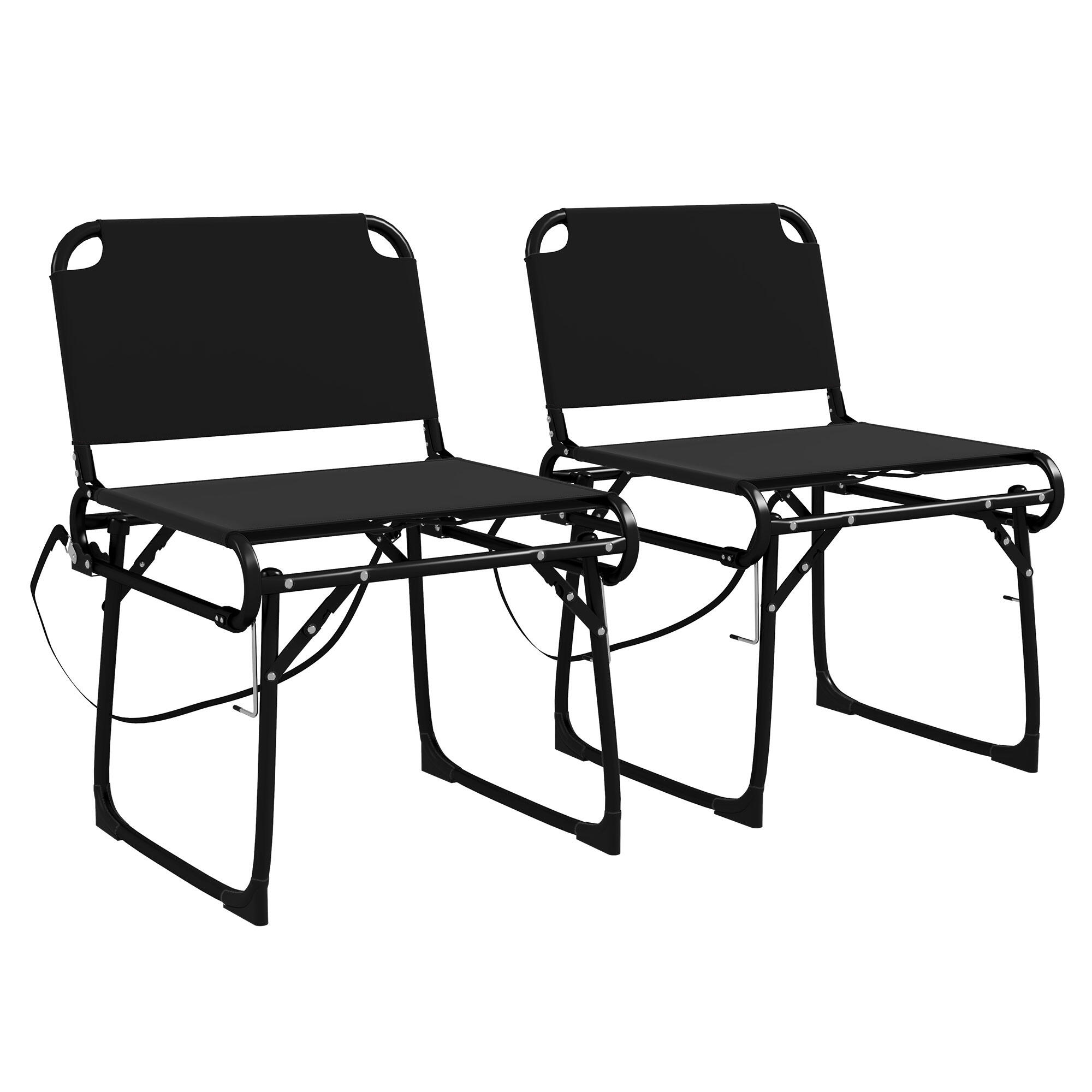 Outsunny Set 2 Sedie Pieghevoli da Campeggio in Metallo e Tessuto Oxford, Nero 1/7
