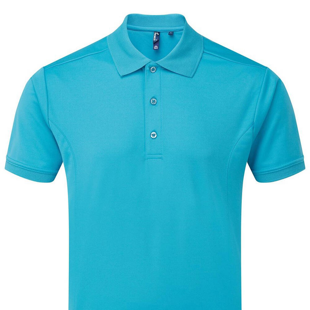 Camisa pólo Coolchecker para homem (Turquesa) 2/3