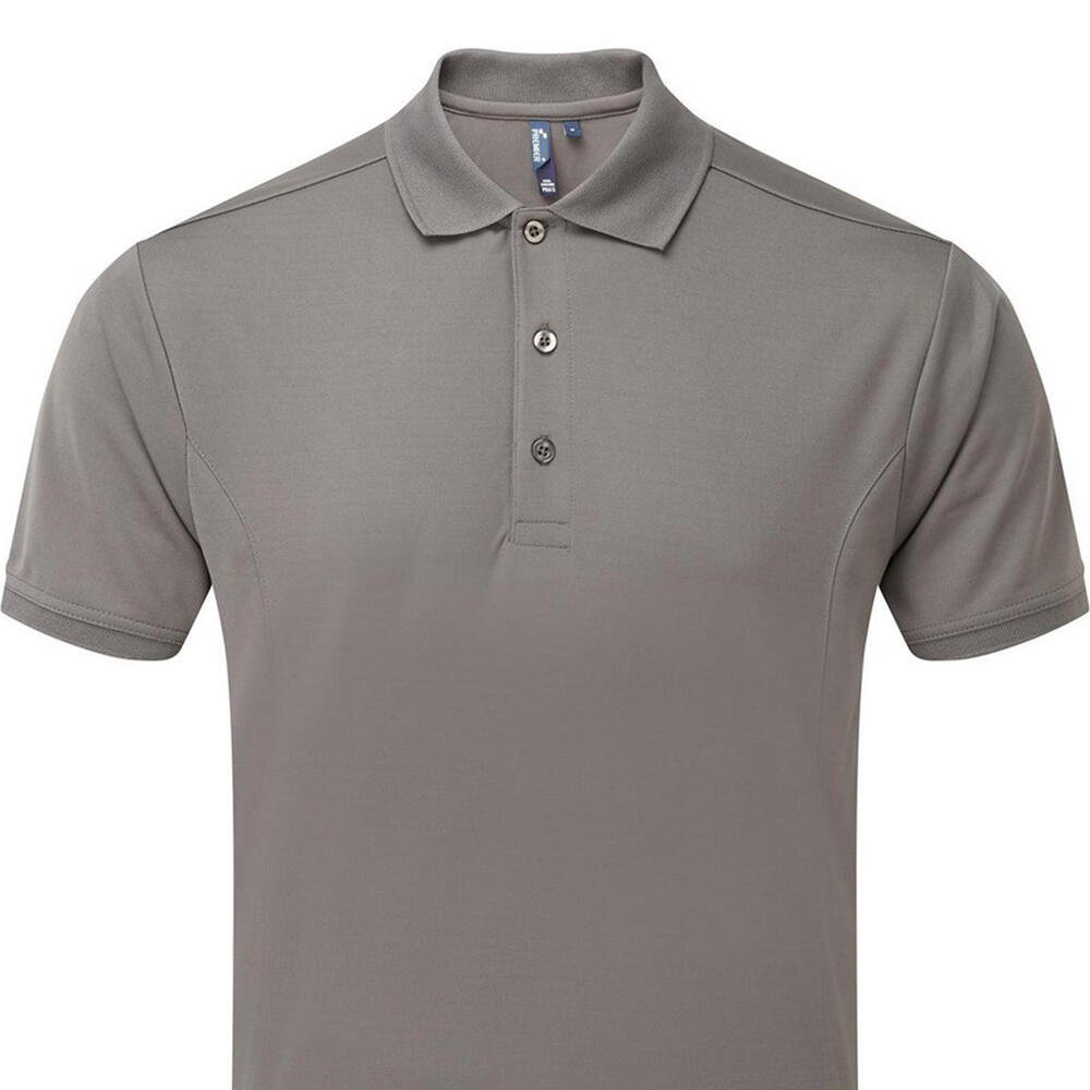 Camisa pólo Coolchecker para homem (Cinzento Escuro) 2/3