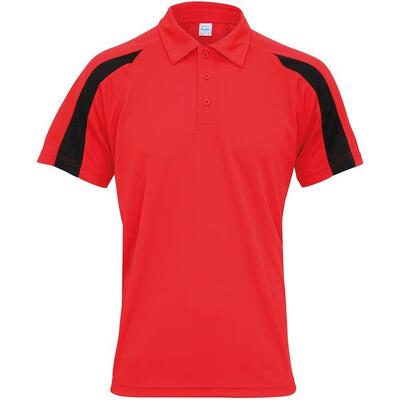 Heren cool contrast poloshirt (poolwit/vuurrood)