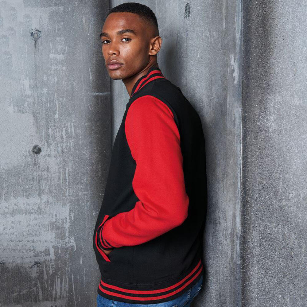 Varsity Giubbotto Unisex Awdis Nero/Rosso Fuoco 3/3